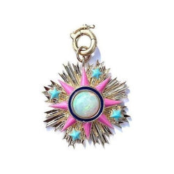 14K Gold Opal & Enamel Emblem Rosa Charm