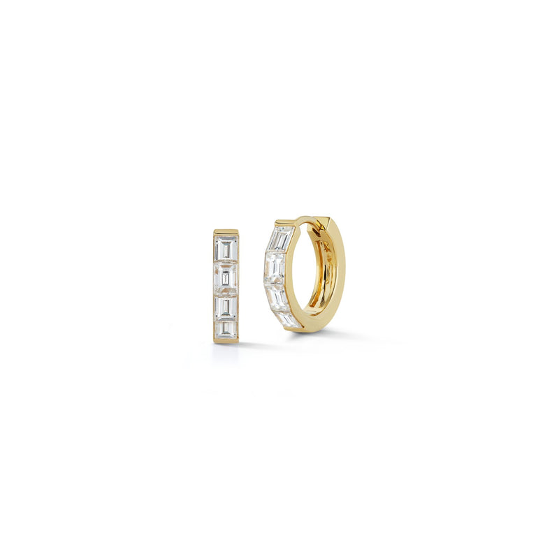 Prive 9.5mm Diamond Baguette Huggies