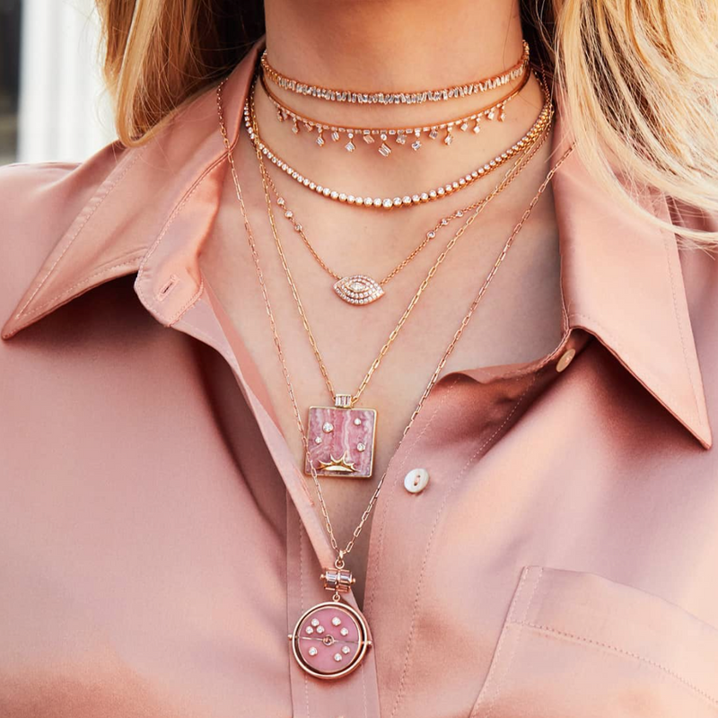 OPTIMISM PENDANT - RHODOCHROSITE WITH LOTUS GARNET