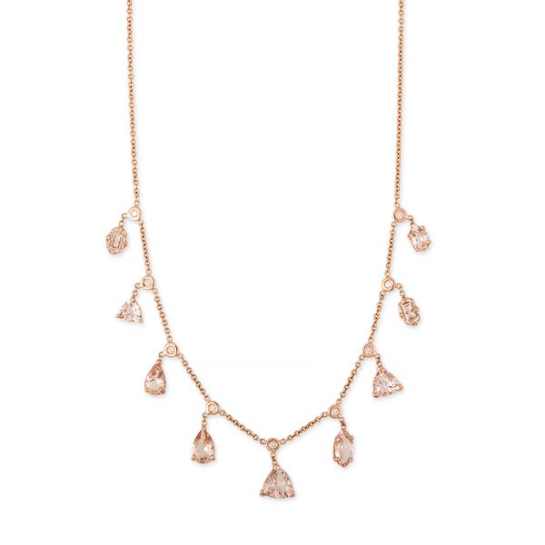 DIAMOND MULTI SHAPE MORGANITE SHAKER NECKLACE