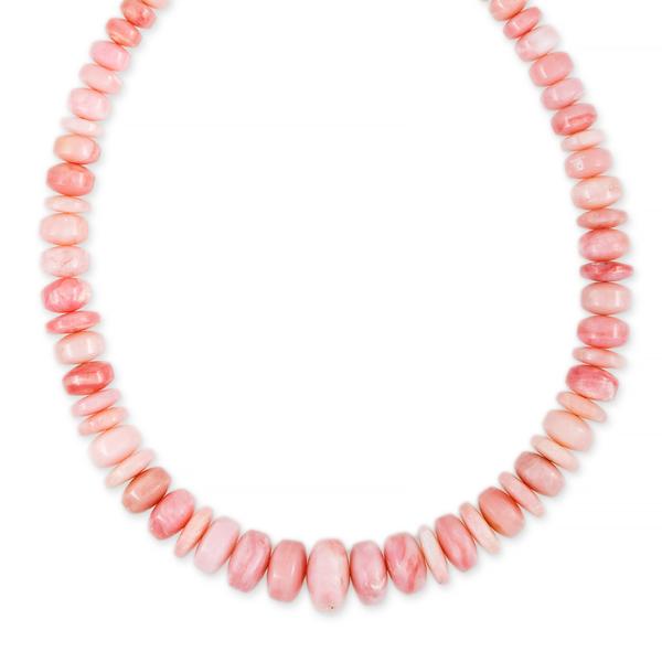 GRADUATED PINK OPAL CYLINDER BEADED NECKLACE