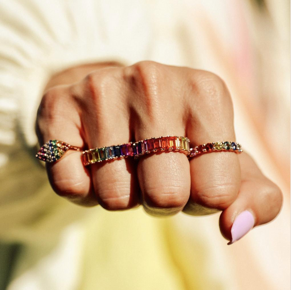 RAINBOW GEMMA PINKY RING