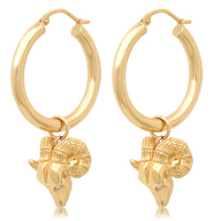 DANGLING RAM HOOP EARRINGS