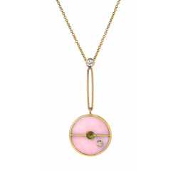 SIGNATURE COMPASS PENDANT - PINK OPAL WITH GREEN TOURMALINE