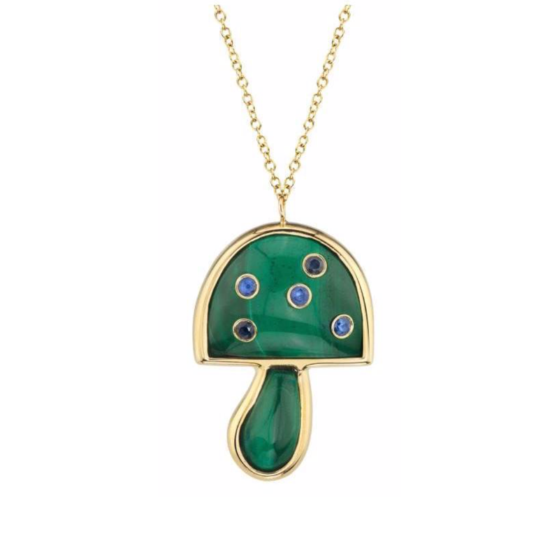 SMALL MUSHROOM NECKLACE - MALACHITE