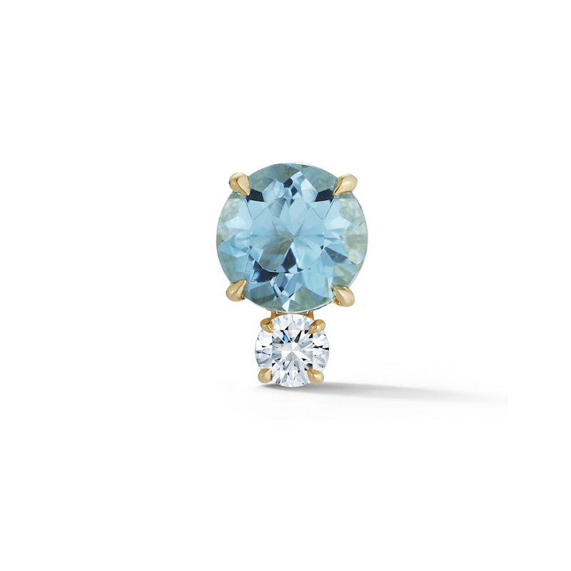 Aquamarine and Diamond Stud