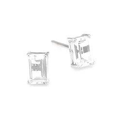 14K EMERALD CUT STUD EARRINGS