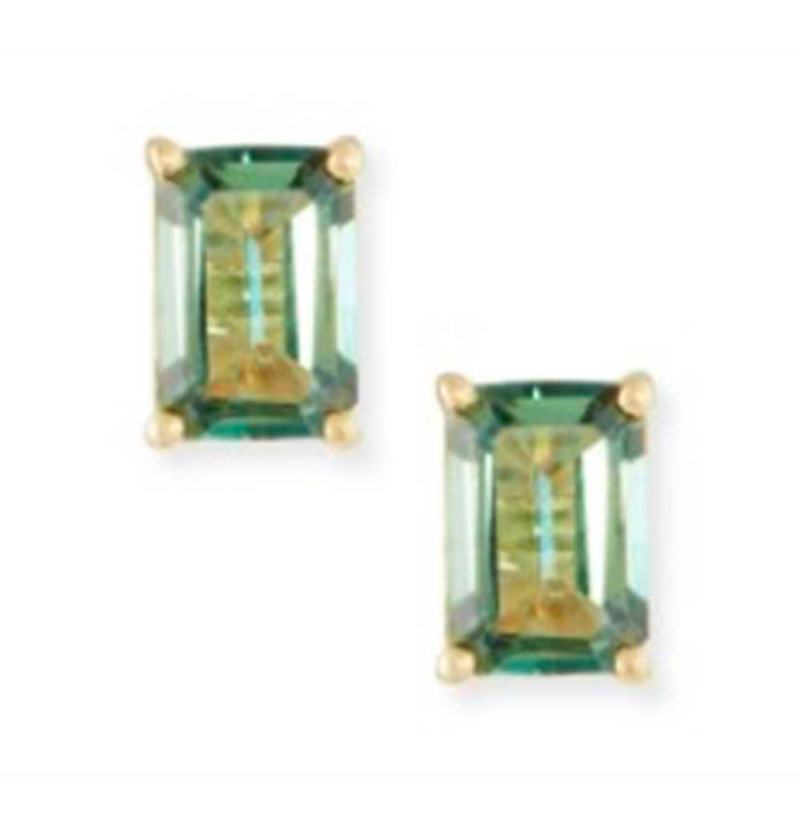 14K EMERALD CUT STUD EARRINGS