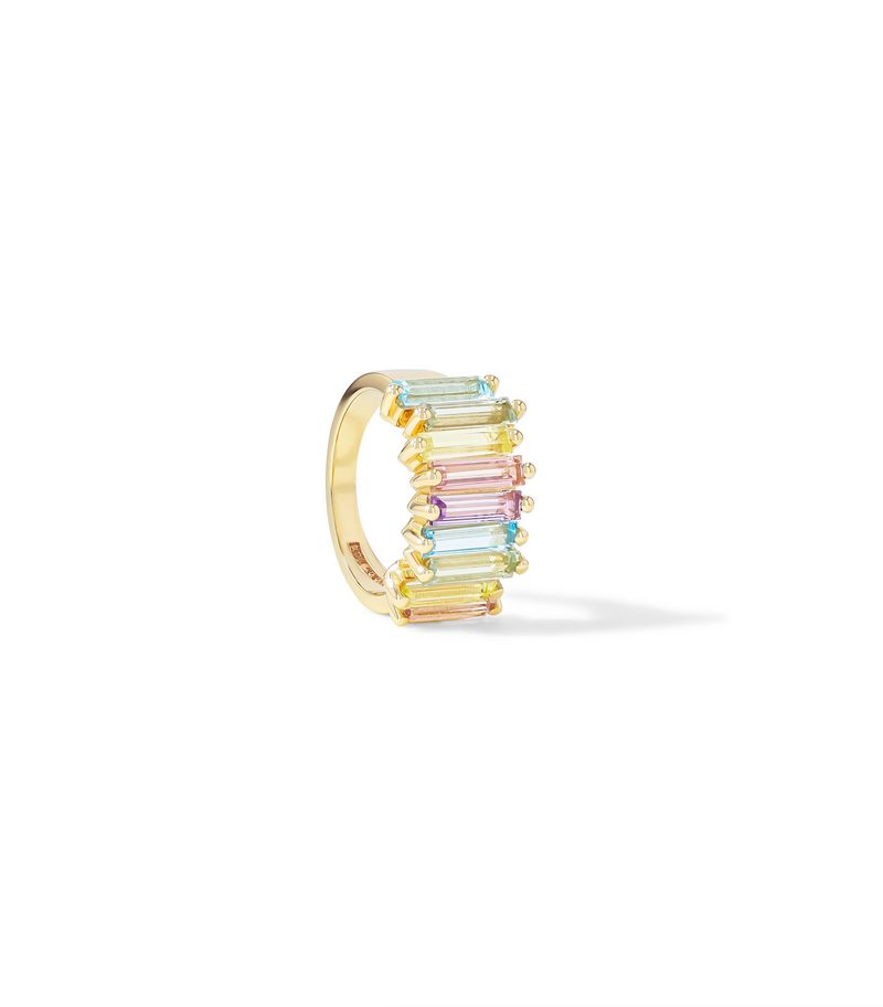 14K HALF BAND WITH PASTEL RAINBOW STONES