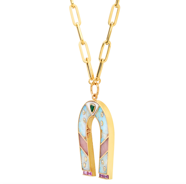 MINI OPAL AND PINK OPAL INLAY MANIFEST NECKLACE