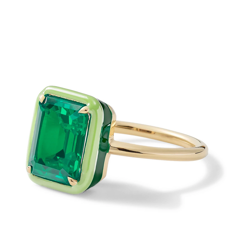 RECTANGULAR COCTAIL RING - EMERALD