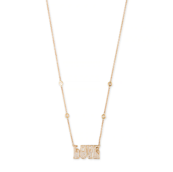 PAVE DIAMOND SMALL "LOVE" NECKLACE