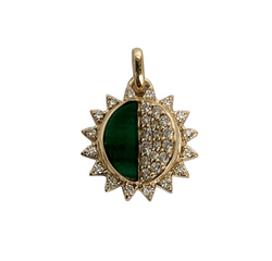 MEMENTO DIAMOND AND MALACHITE SUN CHARM