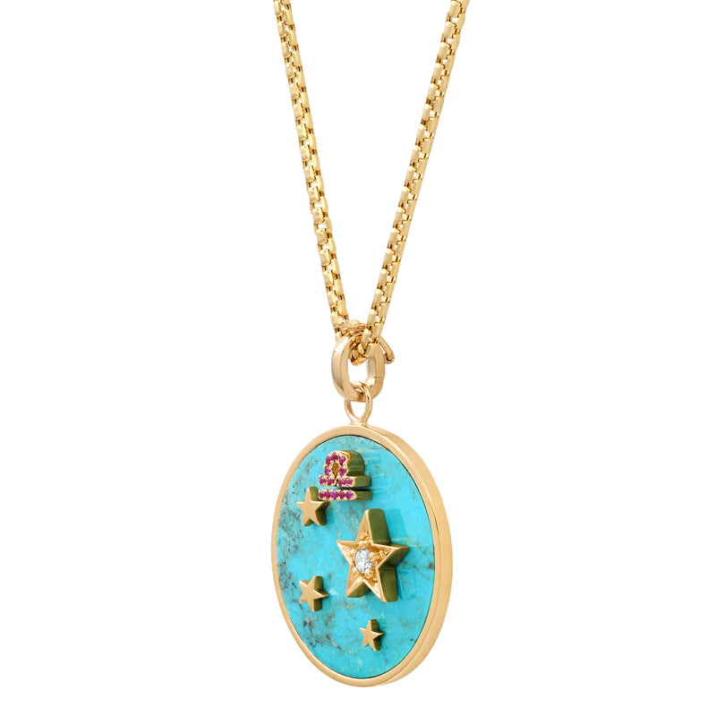 LARGE ZODIAC CHARM - TURQUOISE