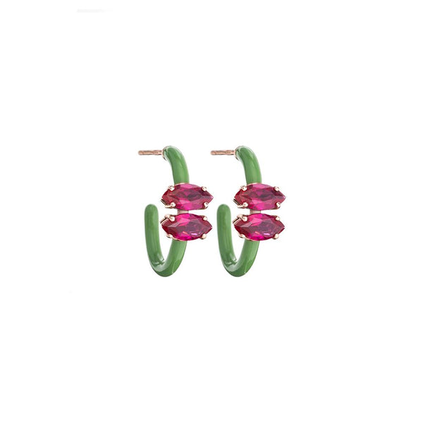 MARQUISE CUT VINE HOOPS IN GREEN