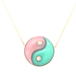 YIN YANG NECKLACE - PINK OPAL & GREEN CHRYSOPRASE