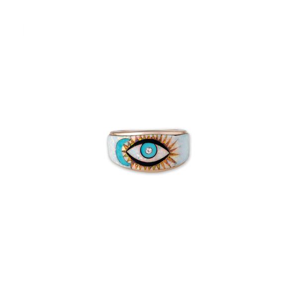 OPAL INLAY BLUE MOON + EYE RING