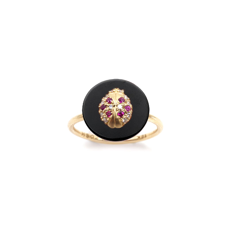 Co-Exist Ladybug on Gemstone Ring