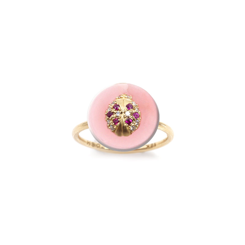 Co-Exist Ladybug on Gemstone Ring