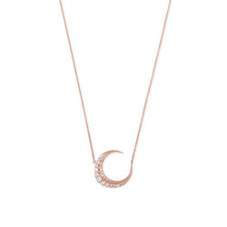 MINI DIAMOND CRESCENT MOON NECKLACE