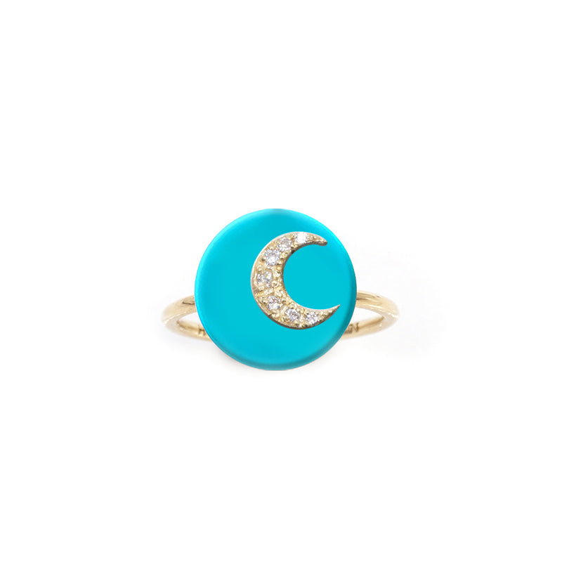 Co-Exist Moon on Gemstone Ring