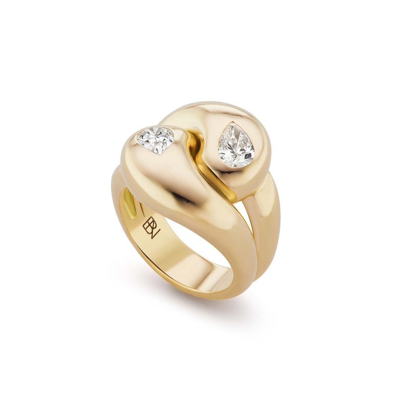 Knot Ring with Diamond Pears