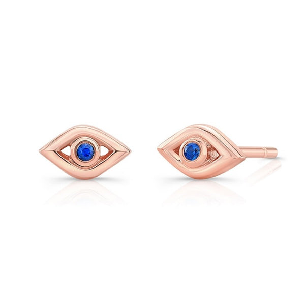 SAPPHIRE MINI EVIL EYE STUD