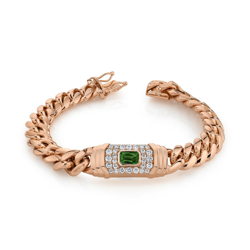 DIAMOND GREEN TOURMALINE MIAMI CUBAN LINK BRACELET