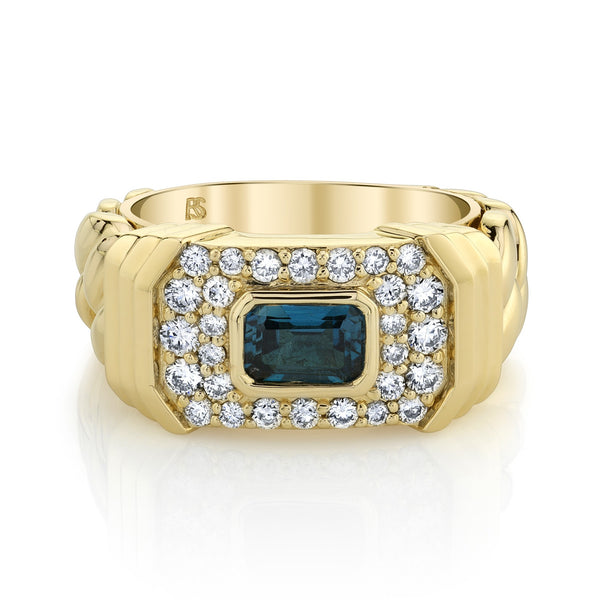 DIAMOND BLUE TOPAZ LINK RING