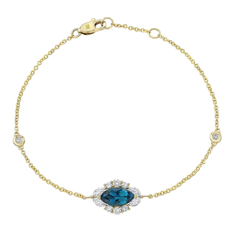 DIAMOND AND BLUE TOPAZ MARQUISE EVIL EYE BRACELET