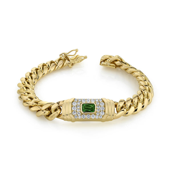 DIAMOND GREEN TOURMALINE MIAMI CUBAN LINK BRACELET