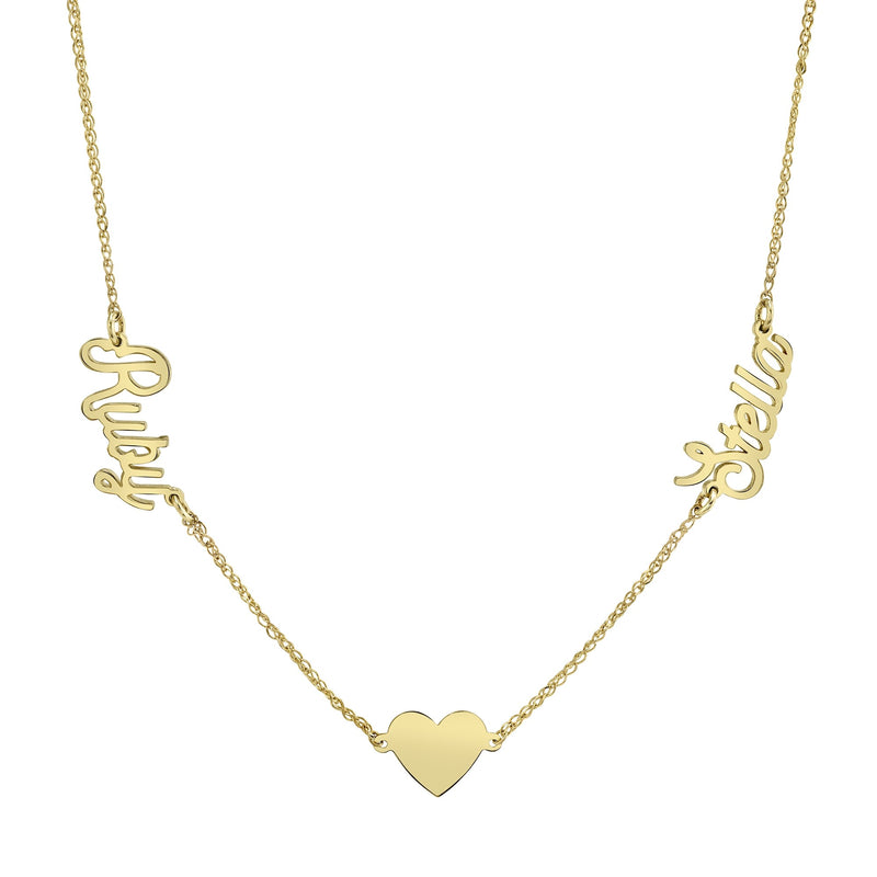 PERSONALIZED SCRIPT NAMEPLATE FLOATING HEART NECKLACE