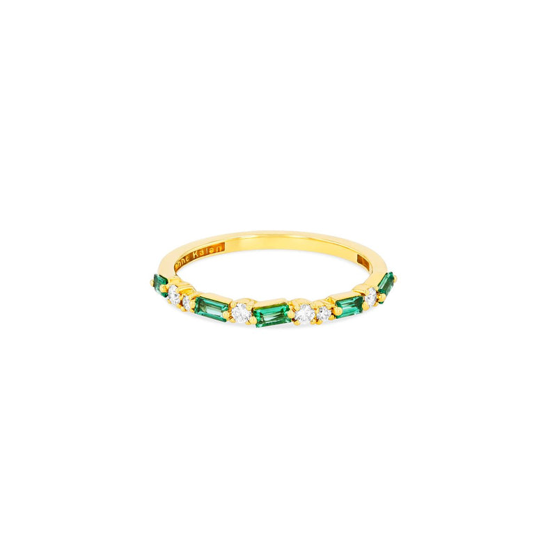 18K EMERALD THIN MIX HALF BAND