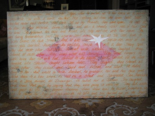 rockstar, pink lips art, writing art, orange writing, shannon kaye, commission art