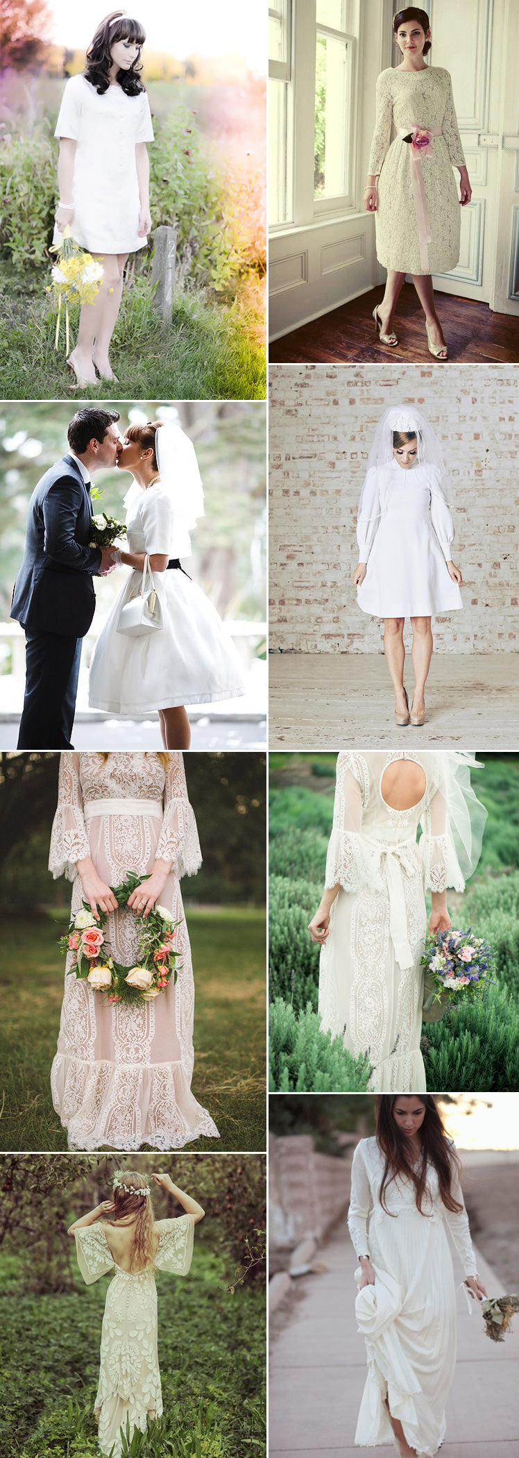 1960s and 1970s bridal dress ideas