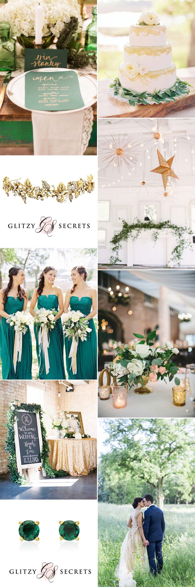 Decadent emerald and gold wedding ideas