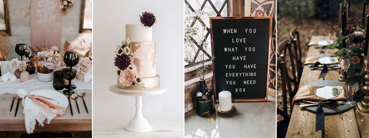 Black and Rose gold wedding inspo