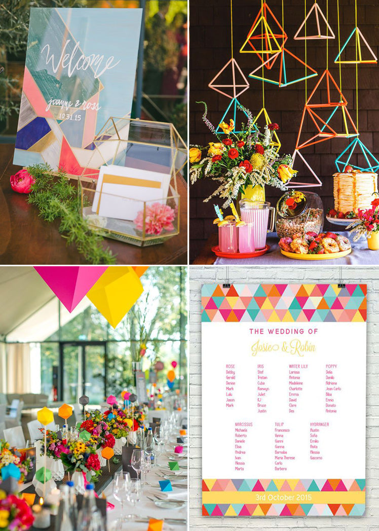 Bright geometric accents for a modern wedding theme