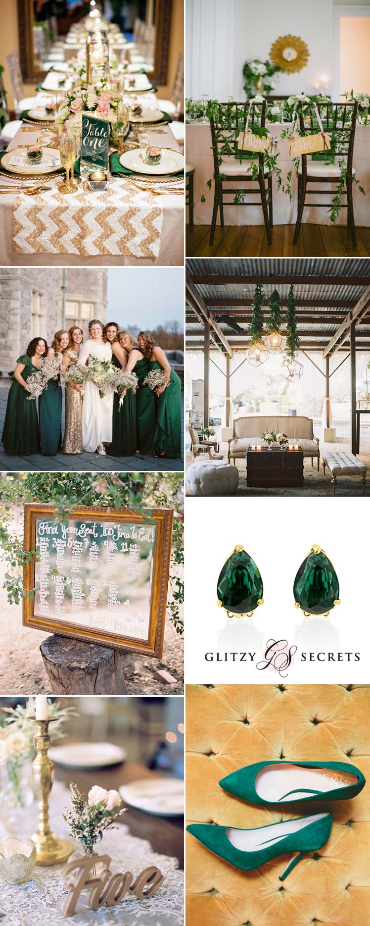 Emerald and gold wedding colour scheme inspiration