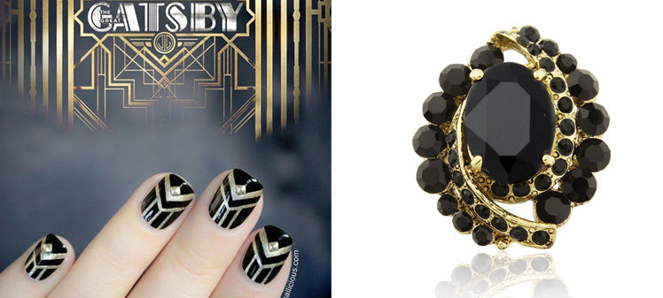 Black and gold Gatsby manicure ideas