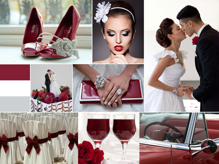 1950s red retro wedding theme moodboard