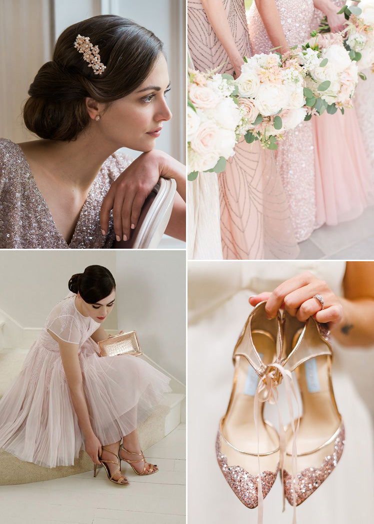 Rose gold bridal accessories for a winter wedding