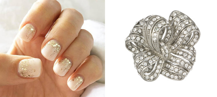 Glitter and sparkle vintage manicured nails