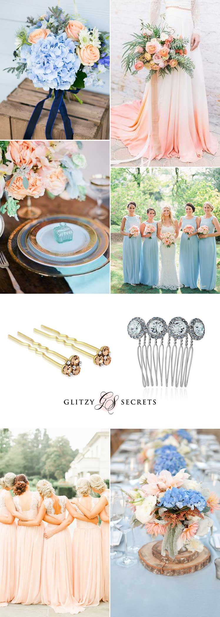 Ideas for a pastel pale blue and peach wedding theme