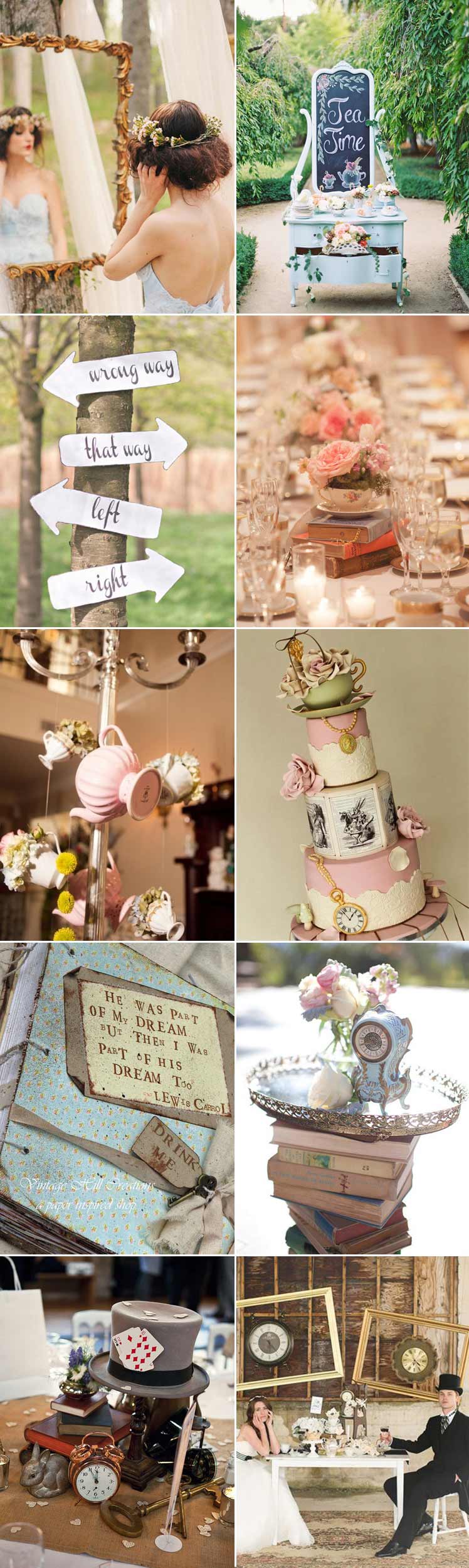 Inspiration for an Alice in Wonderland wedding day