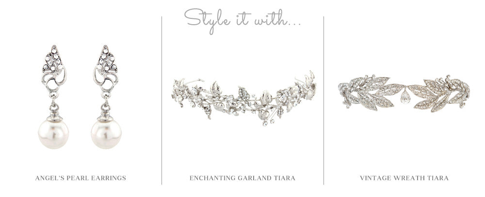 Glitzy Secrets' Angel's Pearl Earrings, Enchanting Garland Tiara and Vintage Wreath Tiara