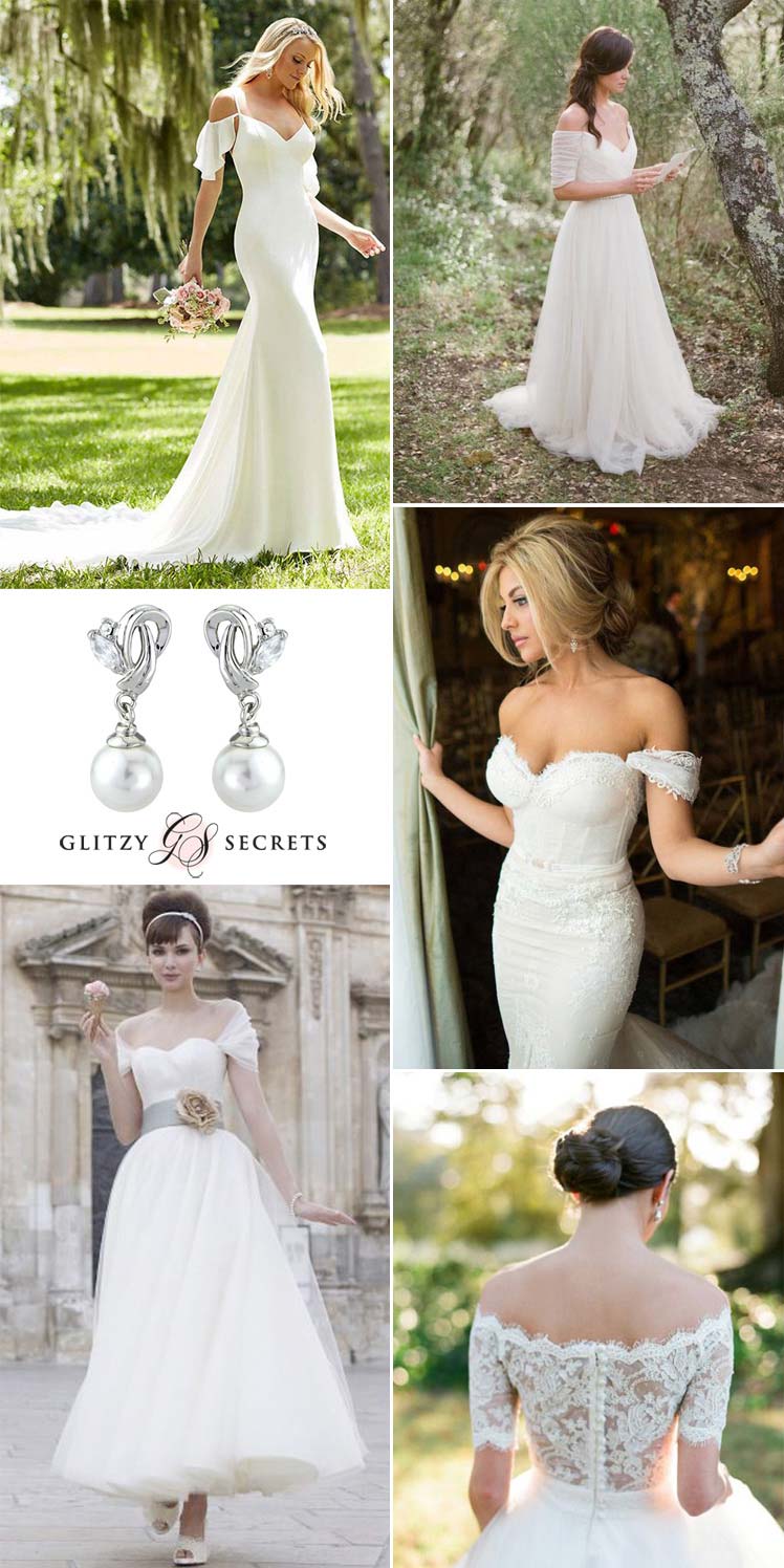 Inspiration for choosing a bardot off-the-shoulder wedding dress