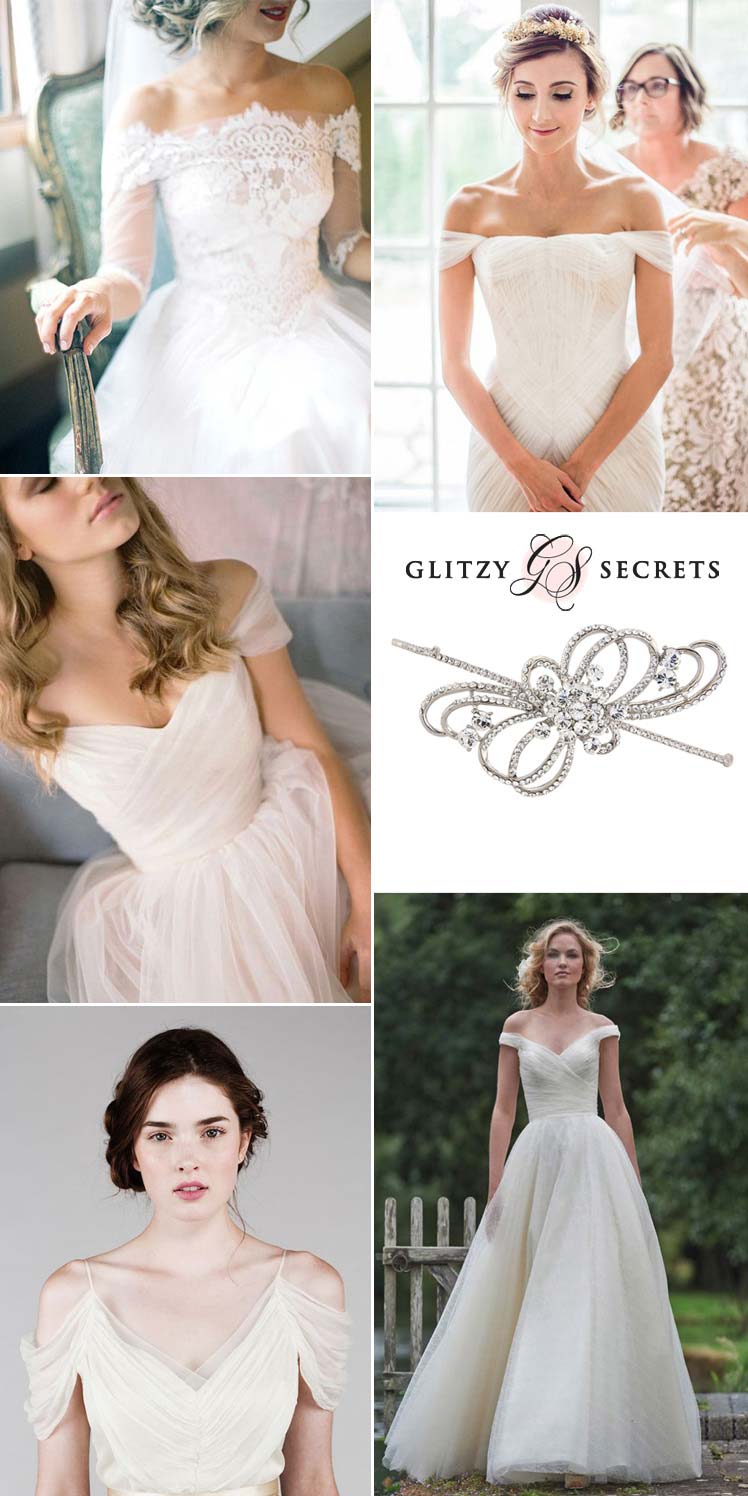 Off the shoulder bridal gowns for stylish brides