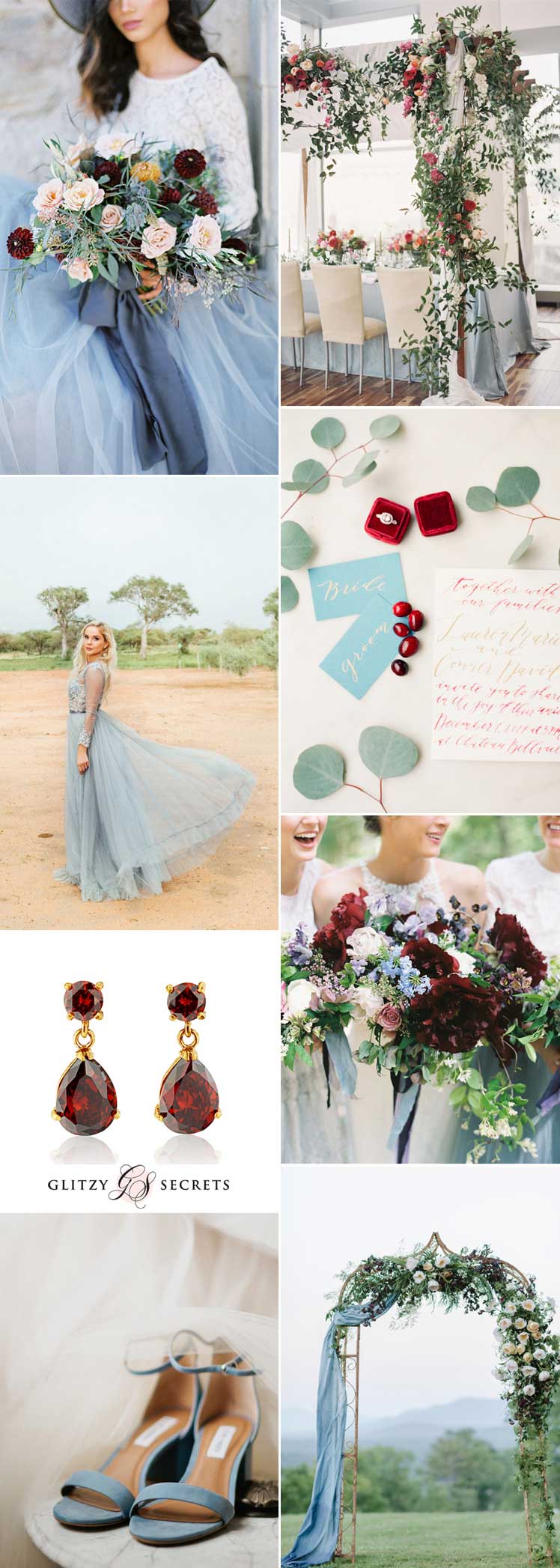 Burgundy and blue wedding colour scheme ideas