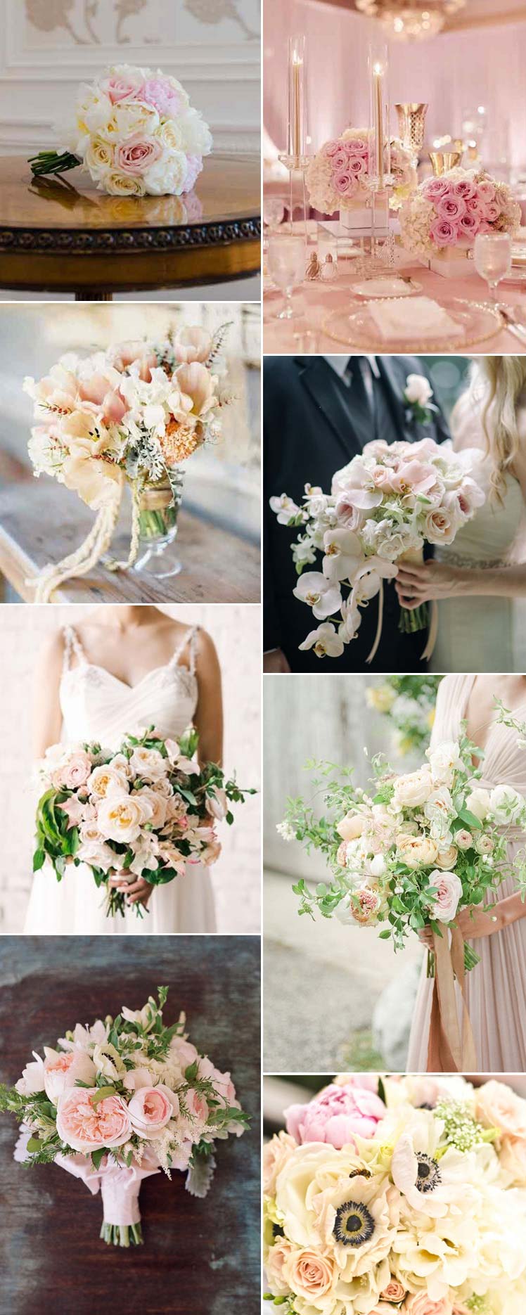 Inspiration for blush bridal bouquets